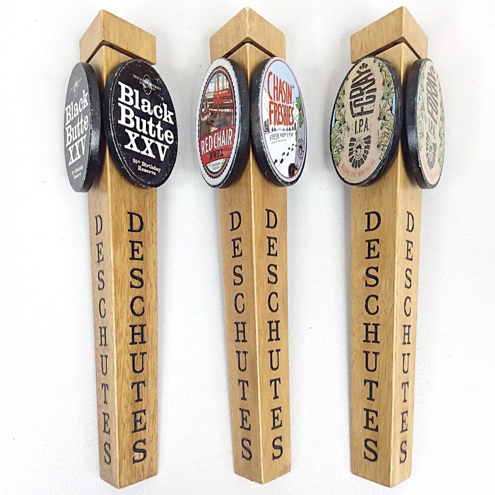 Lot of 3 Deschutes Brewing Beer Tap Handles Red Chair Black Butte XXV Foray‎ IPA